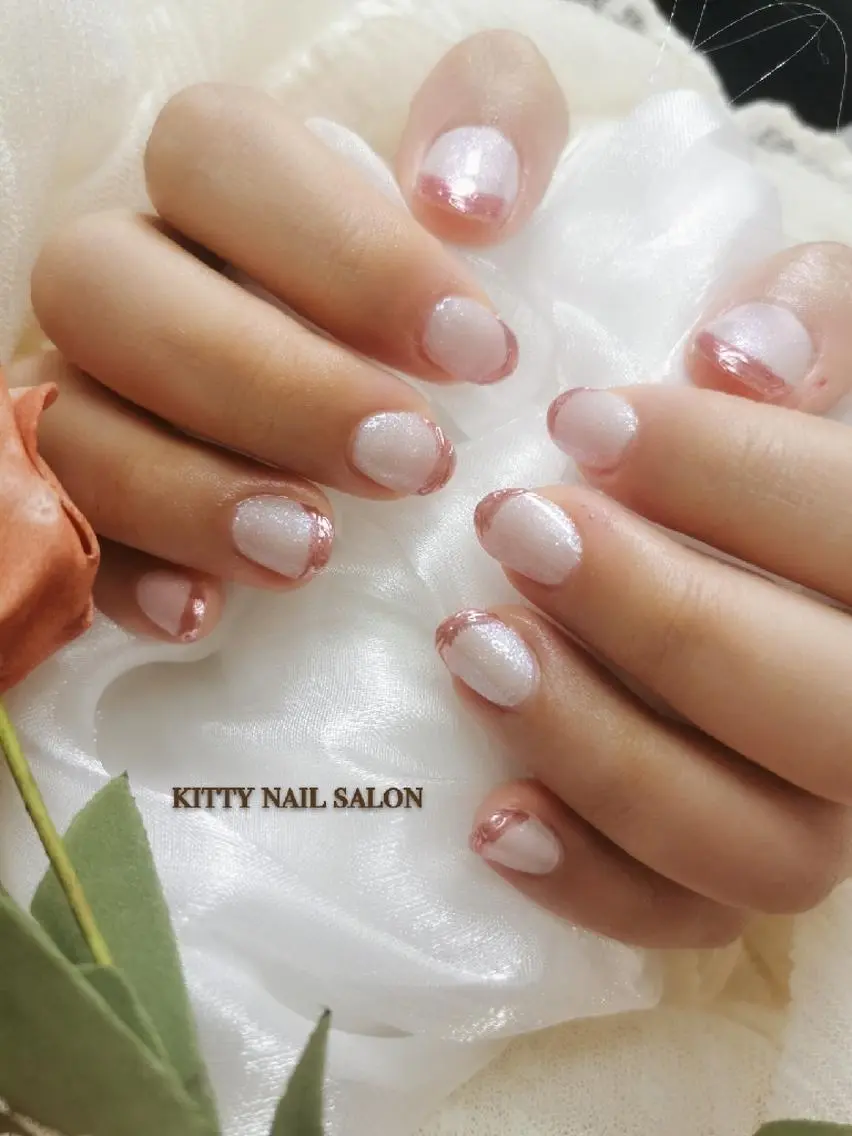 ネイル フレンチネイル ミラーネイル kitty nail salonのネイルデザイン