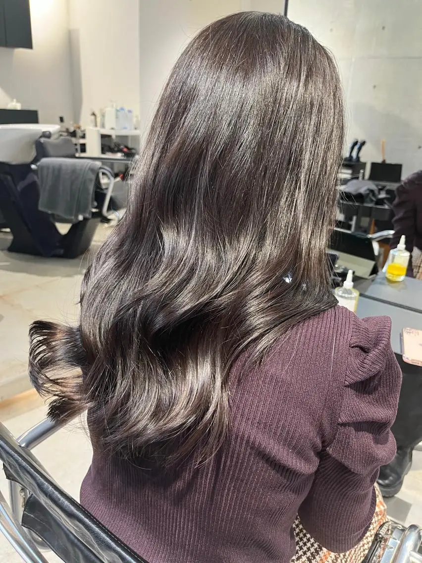 ミディアム カラー パーマ ヘアアレンジ カット ヘアカラー トリートメント ヘッドスパ ヘアセット 透明感/オリーブ/ グレージュ/YUKAのヘアスタイル