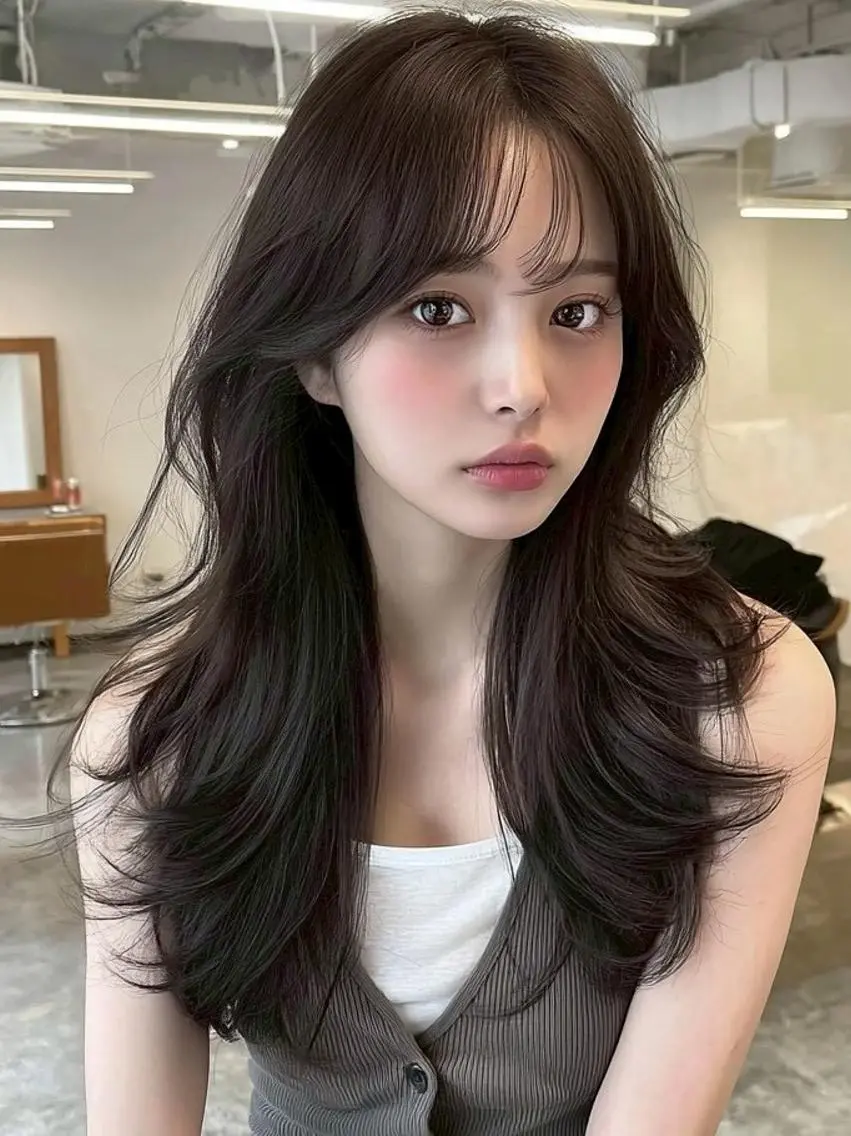 セミロング 韓国風ヘア レイヤーカット カット ヘアカラー トリートメント KANA/天王寺 🎀🫧のヘアスタイル
