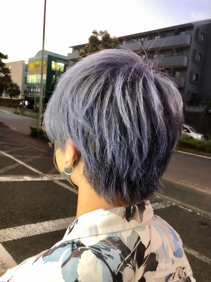 ショート カラー メンズ シルバー ホワイトシルバー 鷺沼駅徒歩1分 キシタクのヘアスタイル