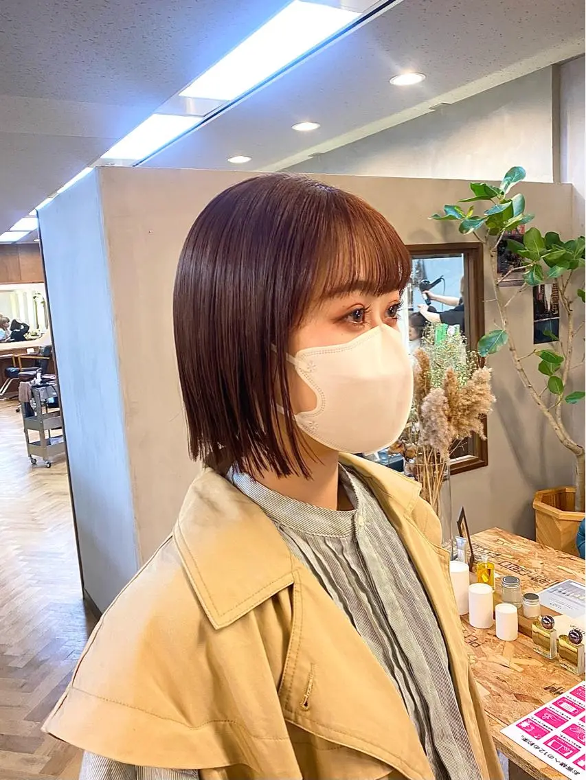 ミディアム カラー パーマ ヘアアレンジ ブラウンカラー ラベンダーカラー オレンジ ピンクカラー カット ヘアカラー トリートメント ハル🌸柔色/ ブリーチなし/艶髪のヘアスタイル