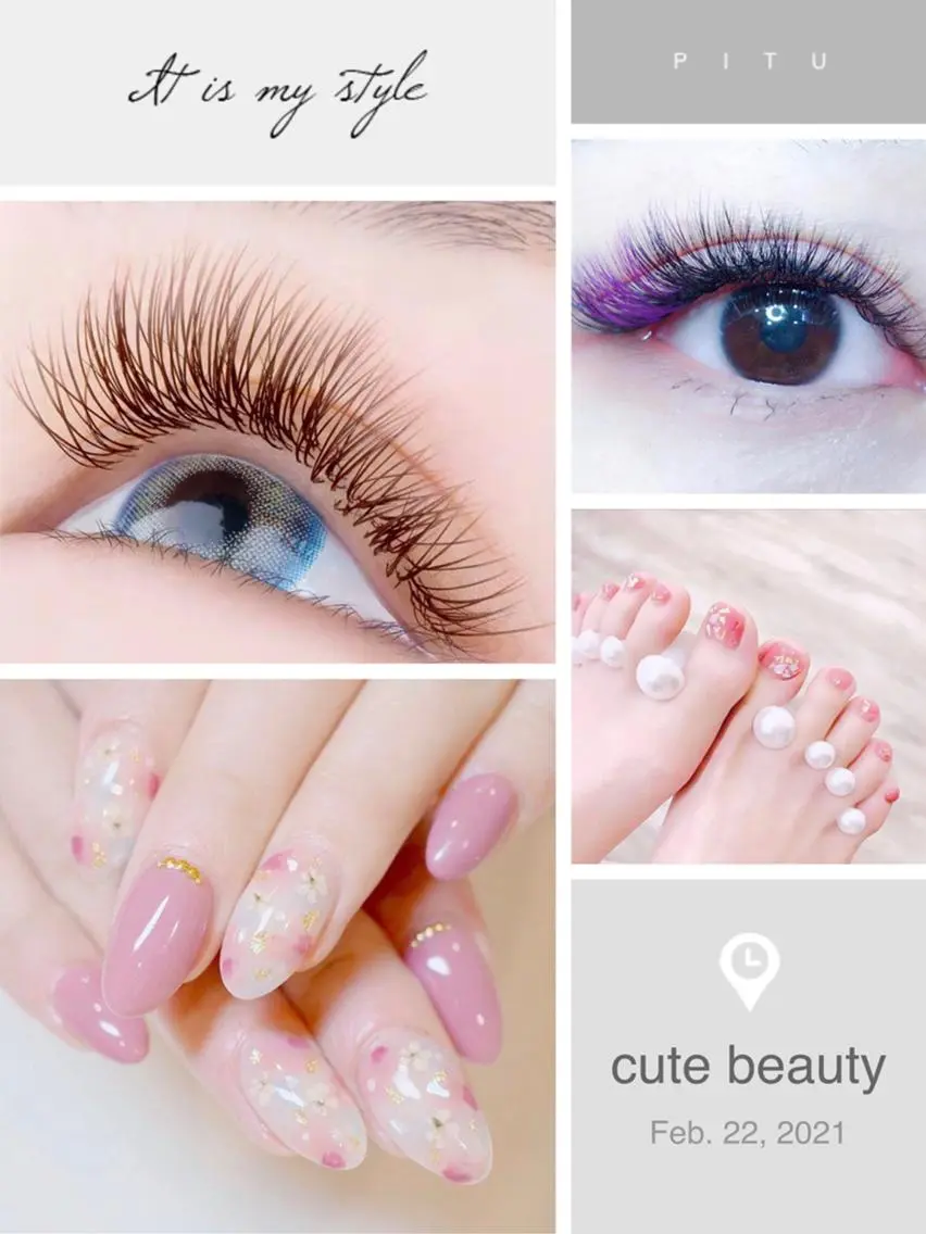 ネイル 春ネイル Cute beauty2のマツエク・マツパデザイン