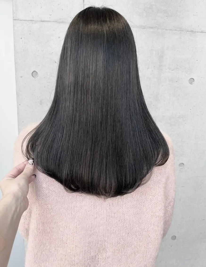 ロング カラー パーマ ヘアアレンジ 透明感/オリーブ/ グレージュ/YUKAのヘアスタイル