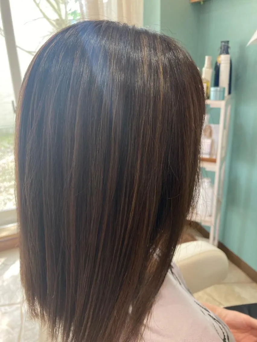 セミロング カラー ハイライトカラー ハイライト 谷川 穂のヘアスタイル