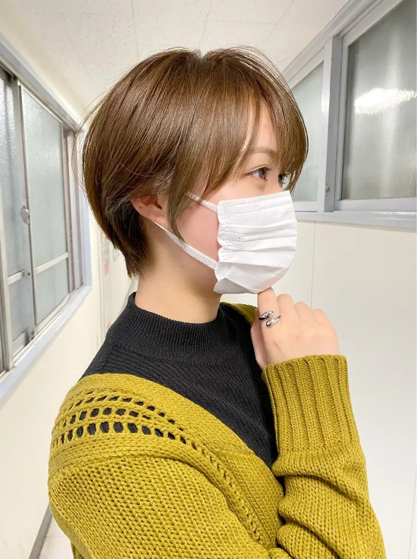 ショート カラー ブリーチ ケアブリーチ ダブルカラー ハイライトカラー イルミナカラー 中北篤志 ショートボブのヘアスタイル
