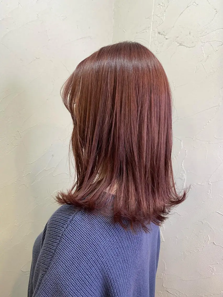 ミディアム カラー ベージュカラー ピンクカラー ピンクベージュ 🍇おぐら めぐみ🍇のヘアスタイル