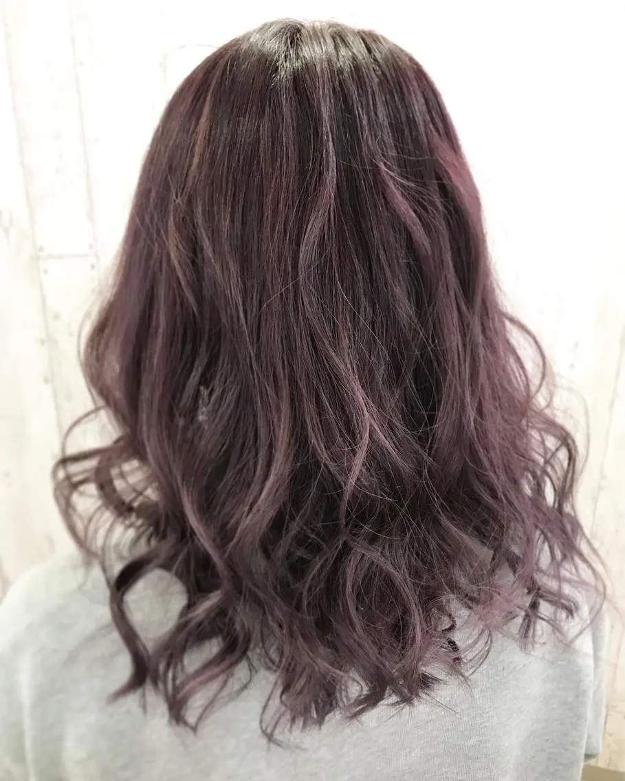 セミロング カラー アッシュ ピンクカラー ピンクパープル パープルカラー パープルアッシュ ヘアカラー kazufumi ..のヘアスタイル