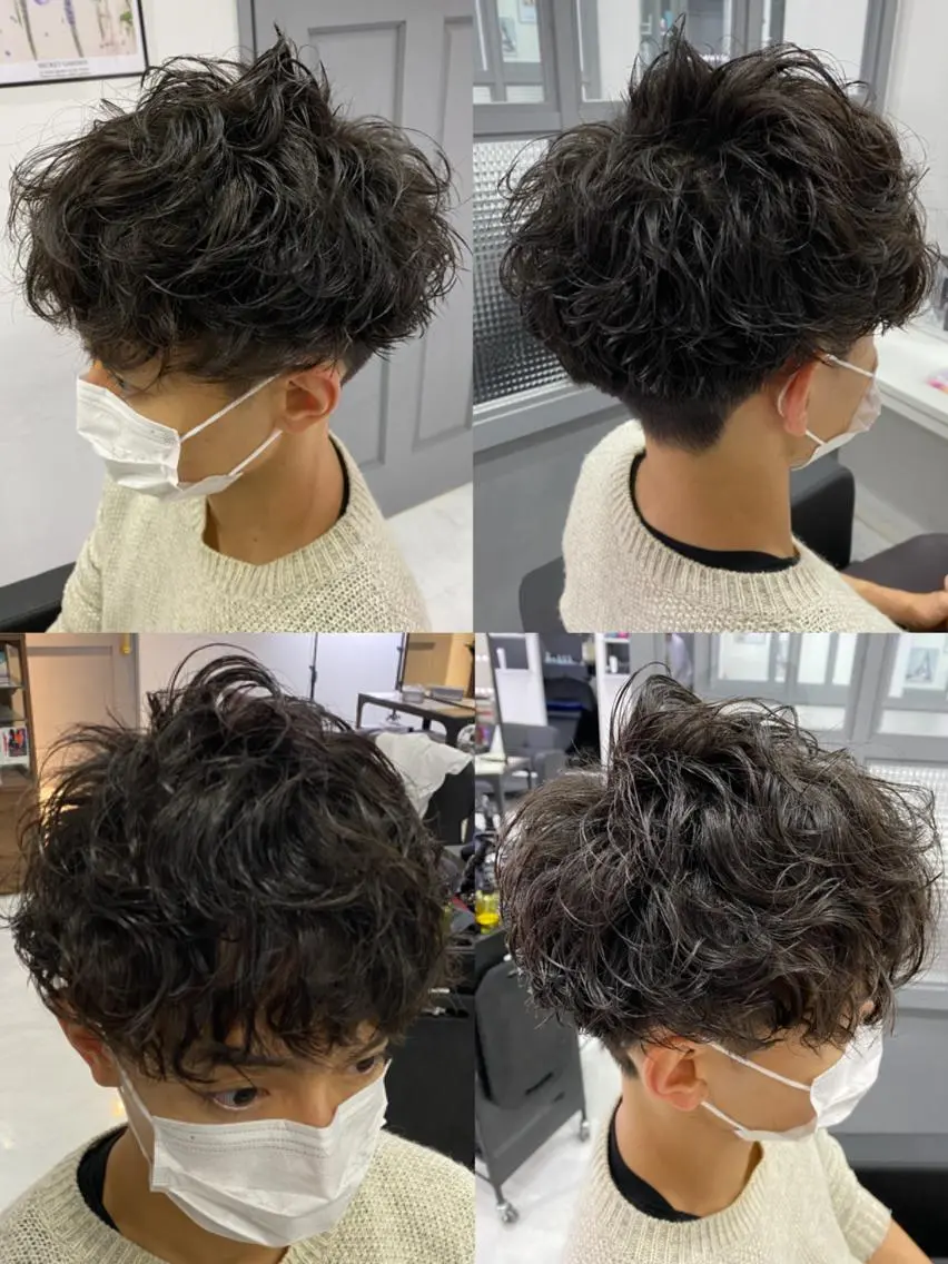 ショート カラー パーマ ヘアアレンジ メンズ カット パーマ トリートメント 🔥メンズパーマ 特化 渡辺一翔のヘアスタイル