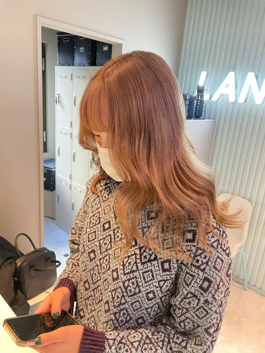ミディアム ヘアカラー トリートメント 顔周りレイヤー/新宿 /モテ艶カラー/航介のヘアスタイル