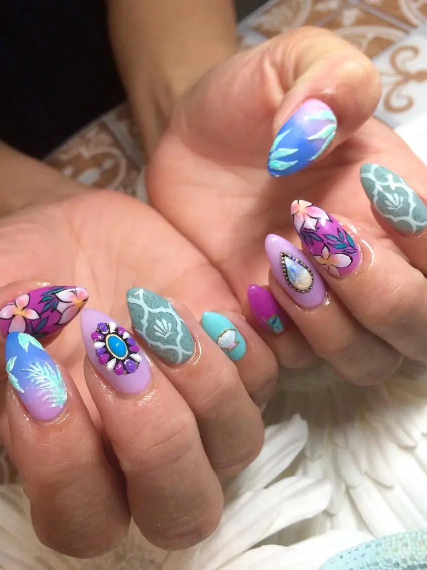 ネイル アートネイル ジェルネイル マットネイル ハンドネイル Nailsalon E's cafeのネイルデザイン