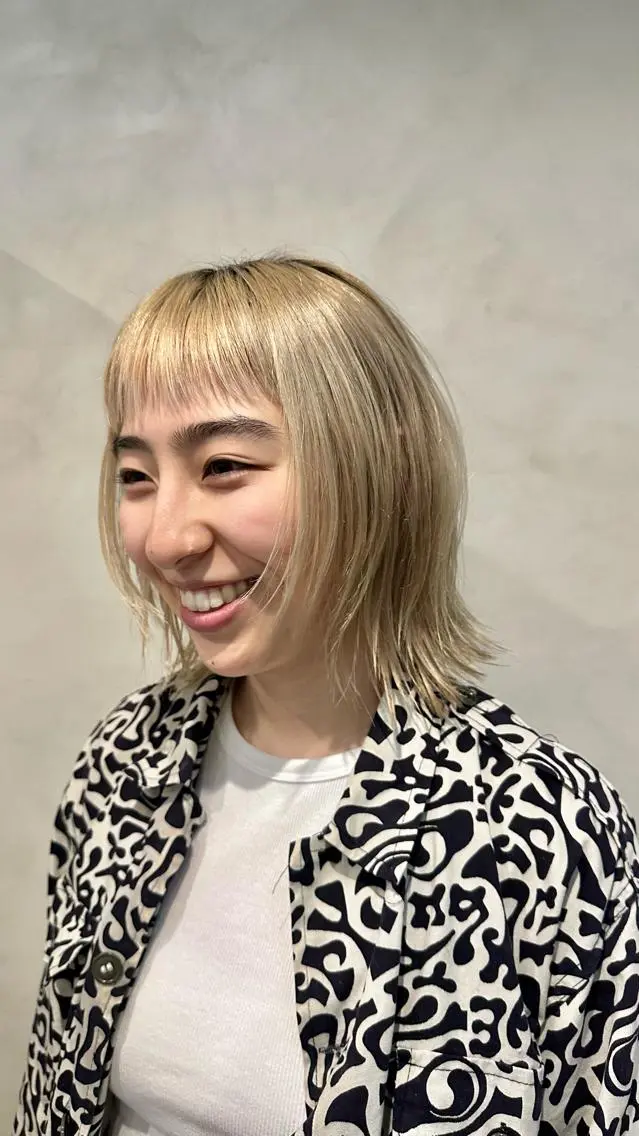 ミディアム ボブ ウルフカット Yuki☺︎パーマ レイヤーカットのヘアスタイル