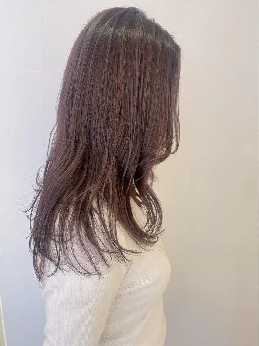 セミロング カラー ベージュカラー ピンクカラー ピンクベージュ Tamagawa Sakiのヘアスタイル