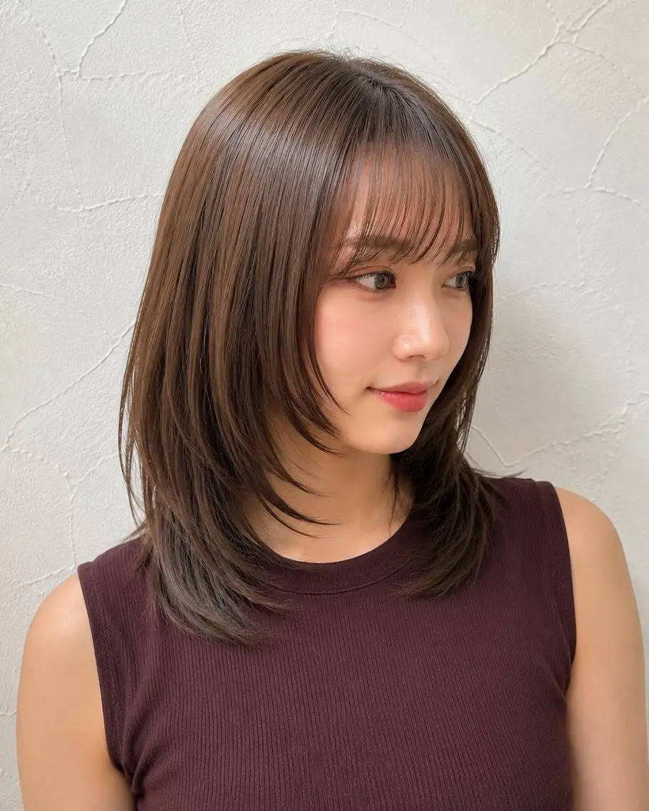 セミロング ブリーチなし透明感 カラー🌷宮部楓奈のヘアスタイル