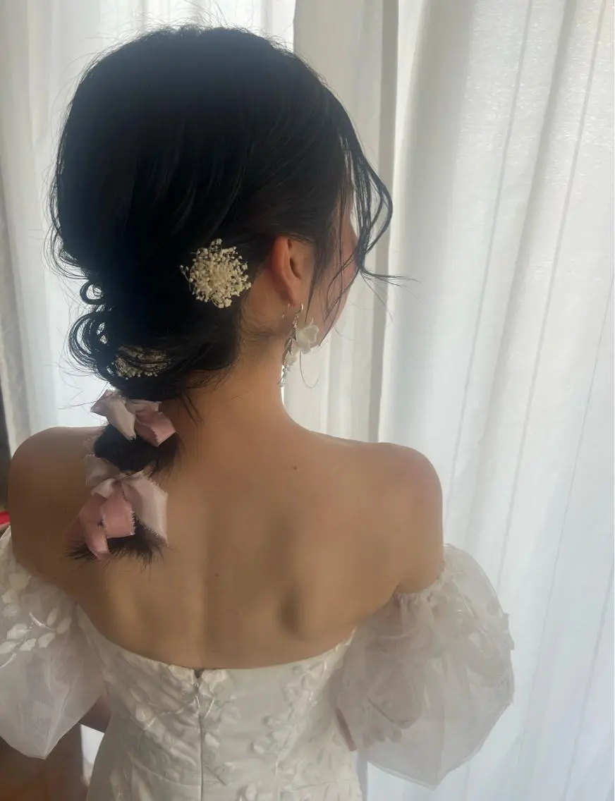 ヘアアレンジ ネイル 結婚式・ブライダル ブライダルネイル ヘアセット ヘアメイクネイリスト hidemi中目黒のヘアスタイル