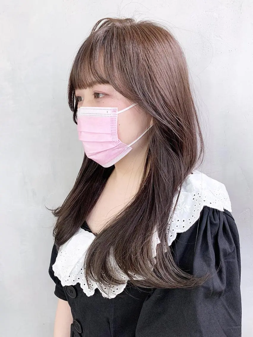 セミロング カラー パーマ ヘアアレンジ 顔まわりレイヤー レイヤーカット ITbyALBUM 藤沢店のヘアスタイル
