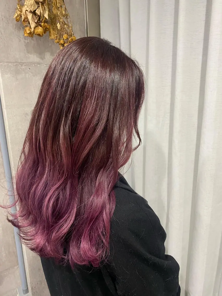 ロング カラー バレイヤージュ ピンクカラー レイヤーカット 髪質改善💓艶髪💓 暖色💗加藤あゆみのヘアスタイル