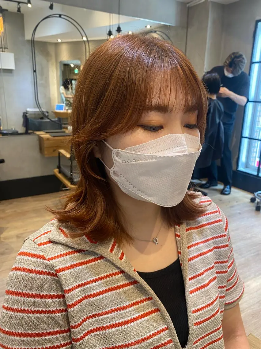 ミディアム カット ヘアカラー トリートメント 新宿/顔周りカット +レイヤー=しずく♩のヘアスタイル