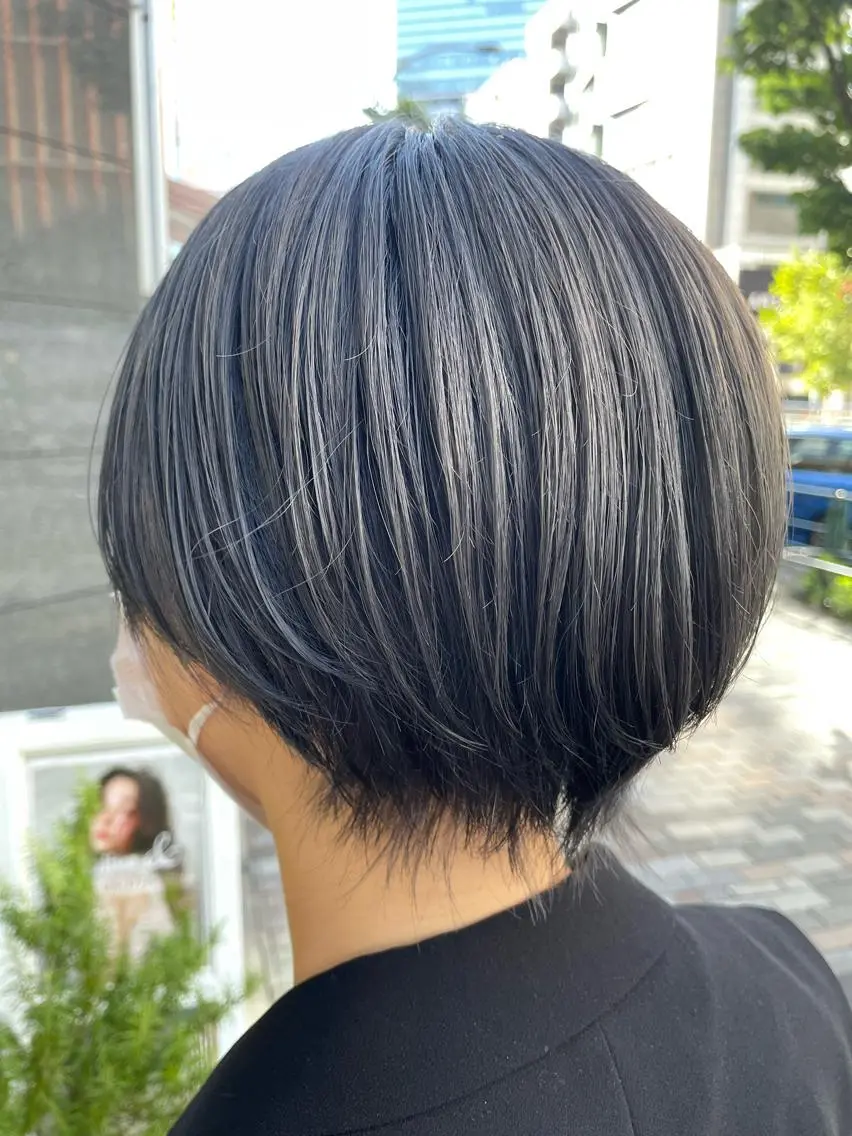 カラー 黒髪 ブリーチ ブルーカラー ブルーブラック ヘアアレンジ 🌿あがりれいなのその他イメージ