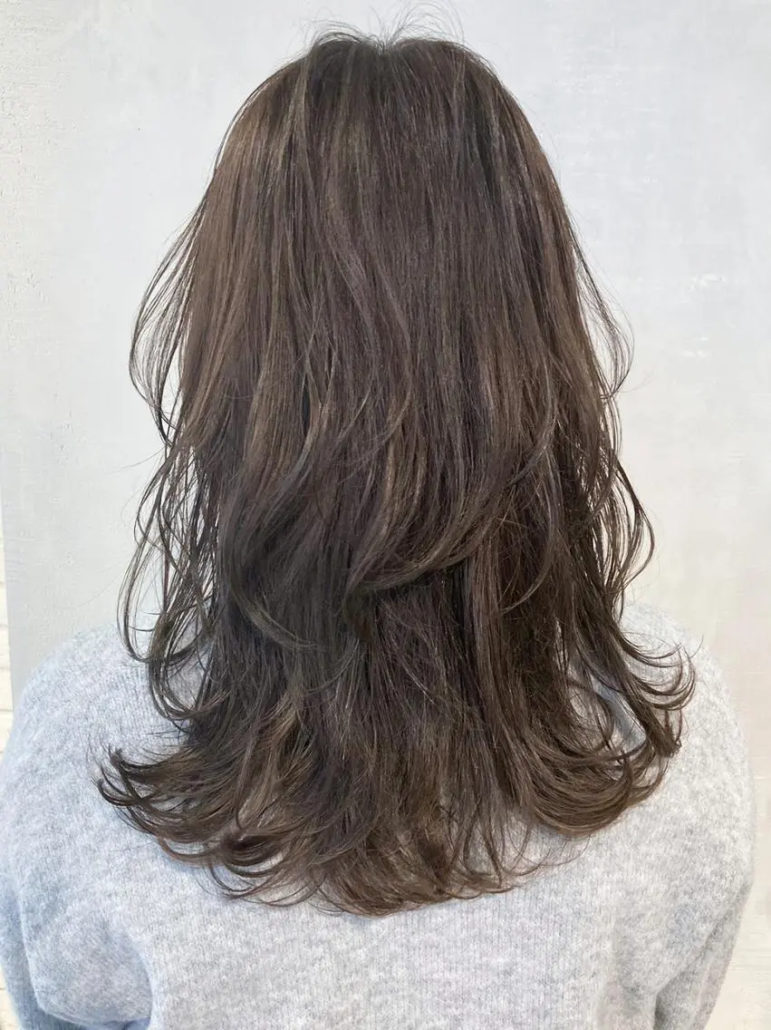 セミロング カラー パーマ ヘアアレンジ グレージュ レイヤーカット ITbyALBUM 中野店のヘアスタイル