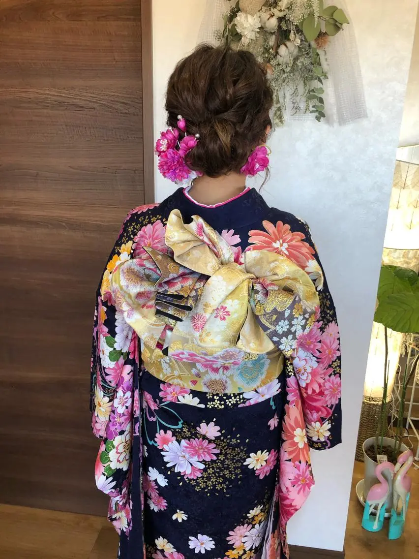 セミロング ヘアアレンジ 成人式 田中 佐枝子のヘアスタイル