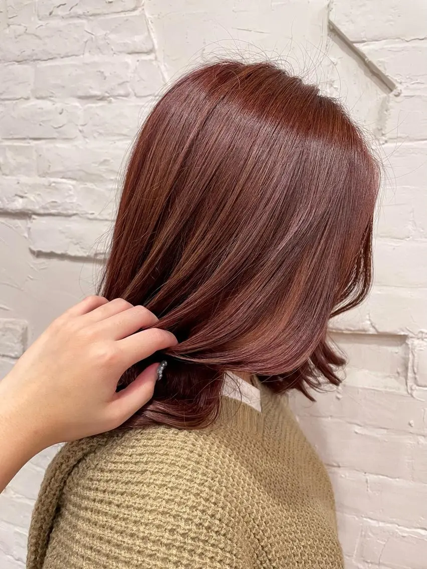 セミロング カラー ヘアアレンジ ピンクカラー ヘアカラー トリートメント 【ピンク/韓国ヘア/ ヘアセット】亜海のヘアスタイル