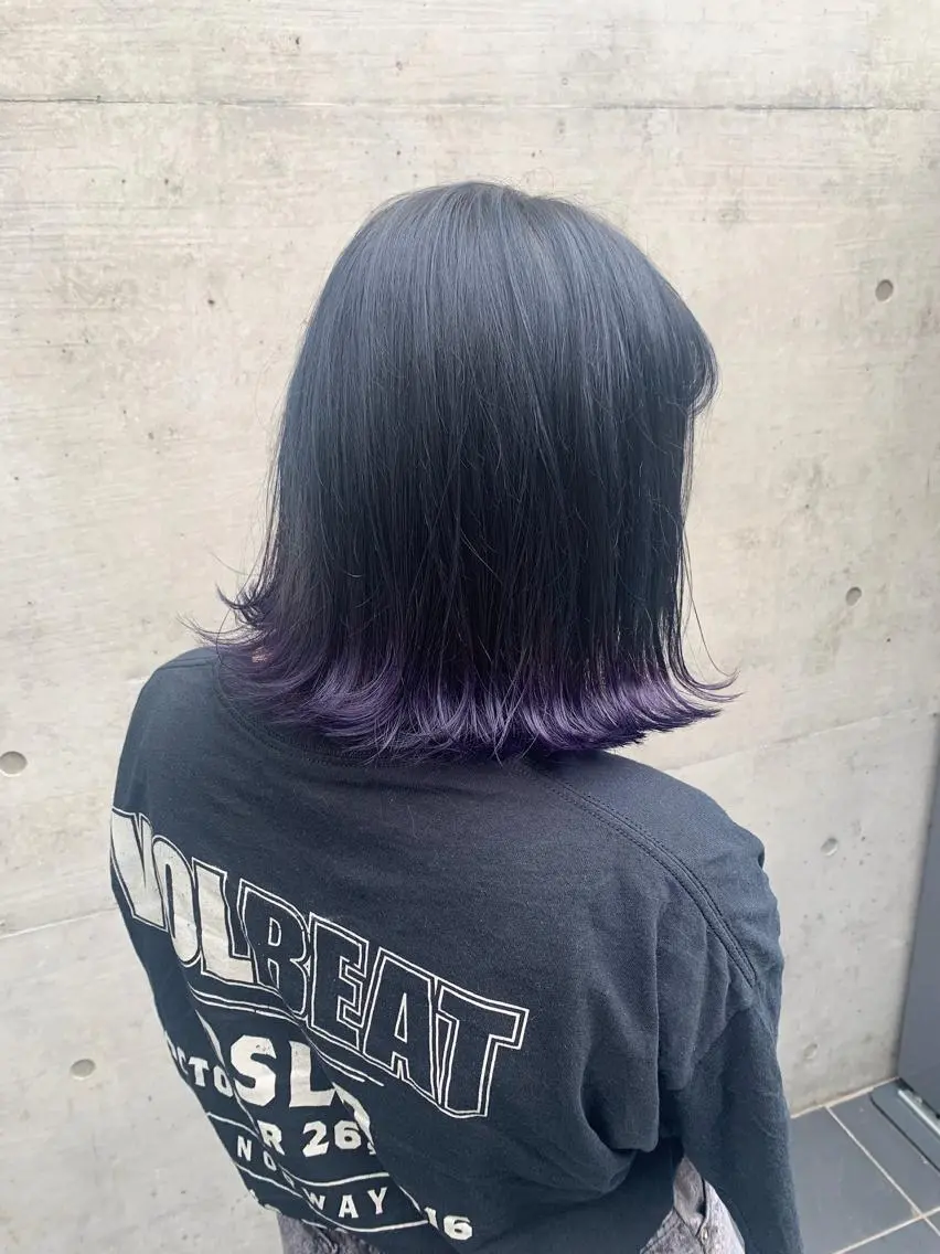 ショート カラー ネイビーカラー 色落ちまでキレイに! !女性サロンのヘアスタイル