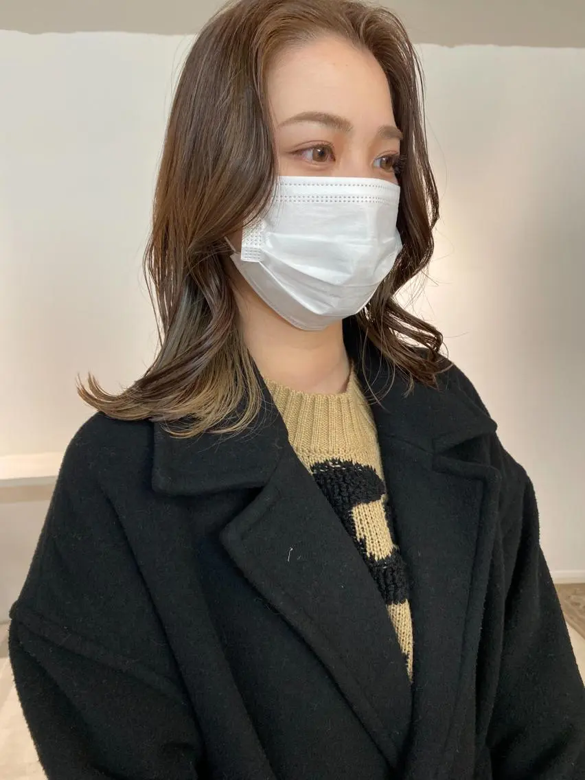 ミディアム カラー ベージュカラー くびれヘア カット ヘアカラー トリートメント fit stand /HIIRAGIのヘアスタイル
