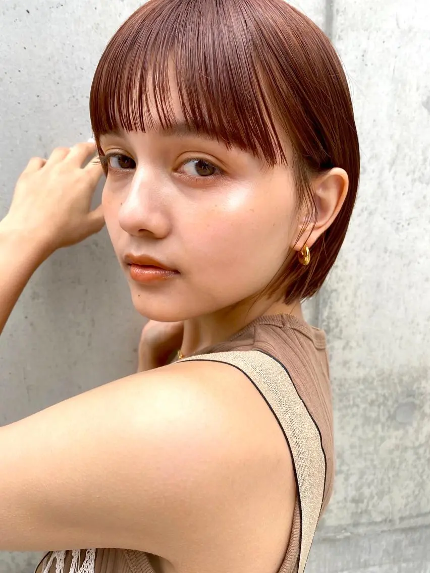 ショート カラー ヘアアレンジ 髪質改善カラー&TR 縮毛矯正/弱酸性矯正のヘアスタイル