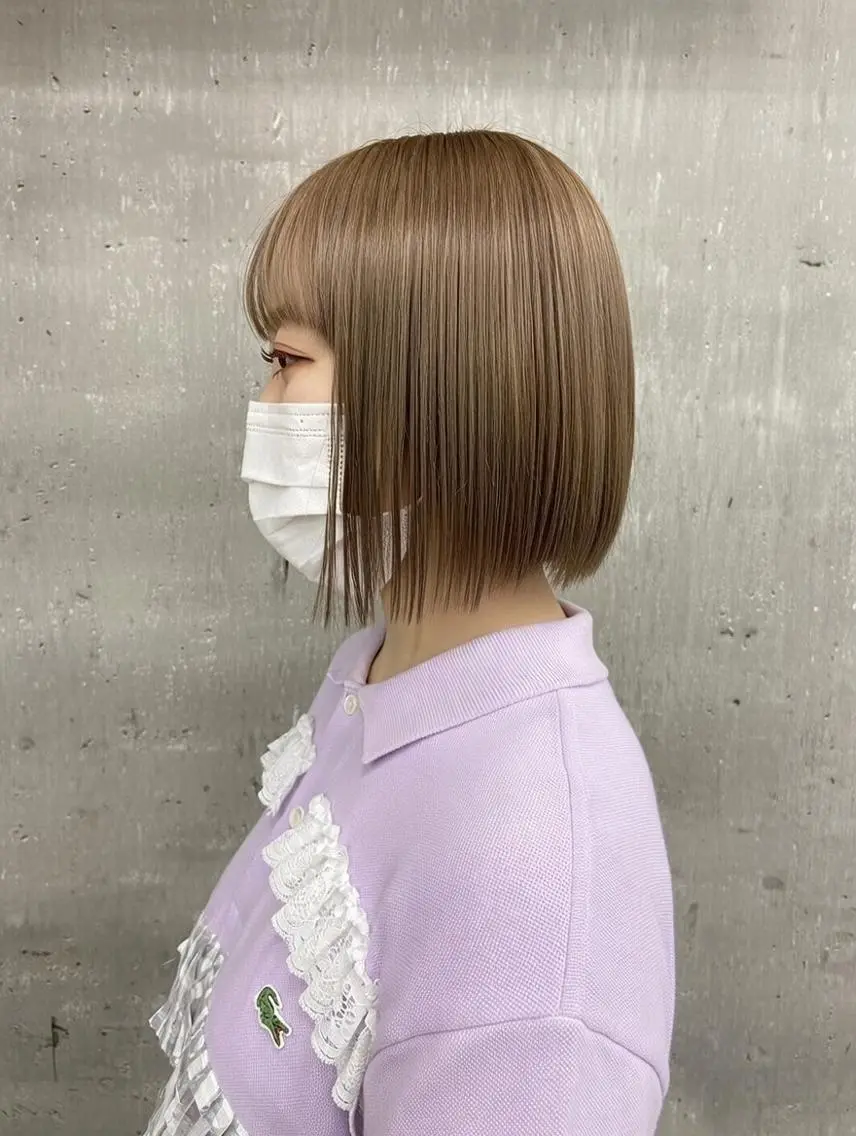 ショート カラー ベージュカラー ショートヘア 🫧透明感/ツヤ髪/ ベージュ いちご🍓のヘアスタイル