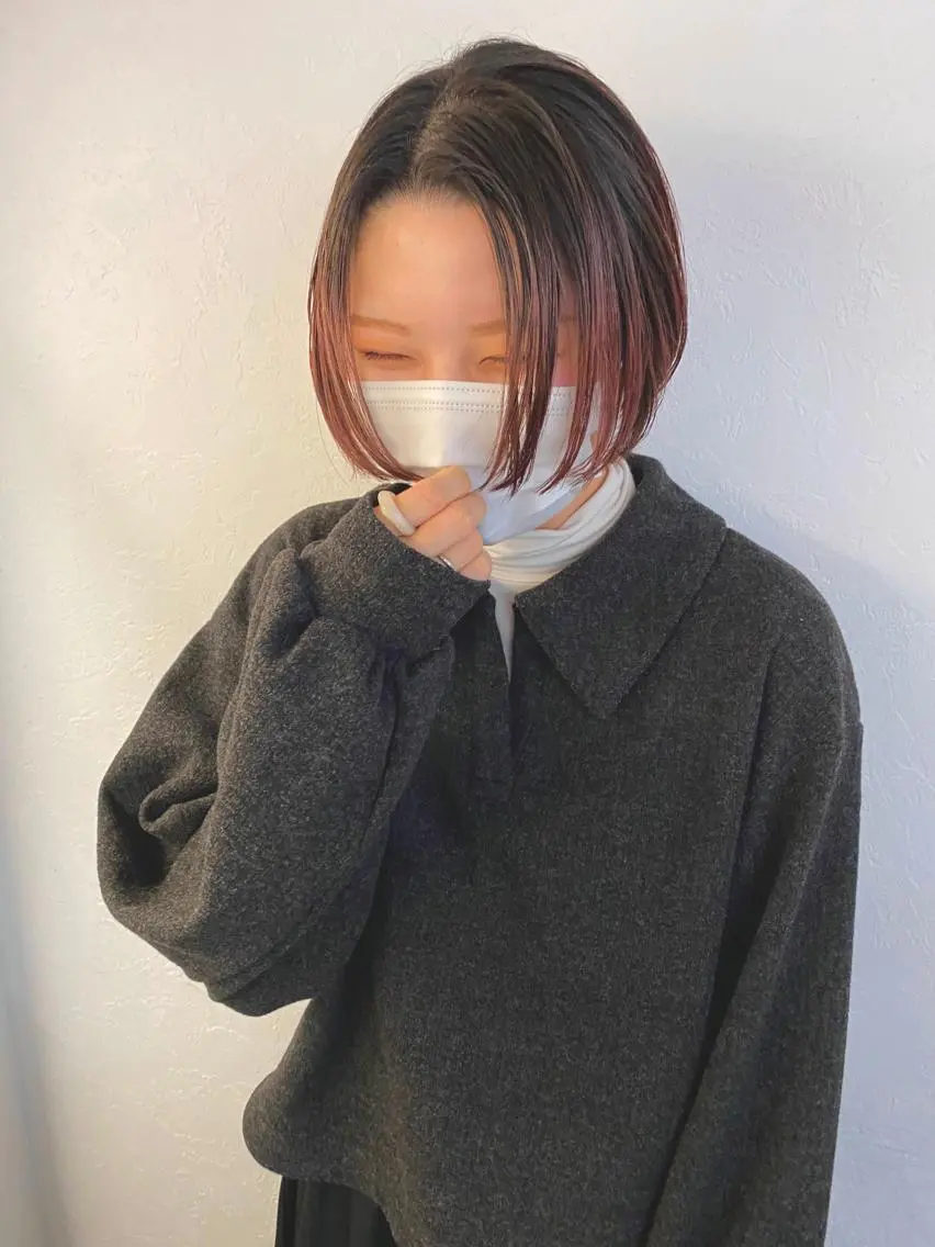 ショート カラー ブラウンカラー ピンクカラー ピンクブラウン カット ヘアカラー 森貴裕/ベージュ/ パーマ/オリーブのヘアスタイル