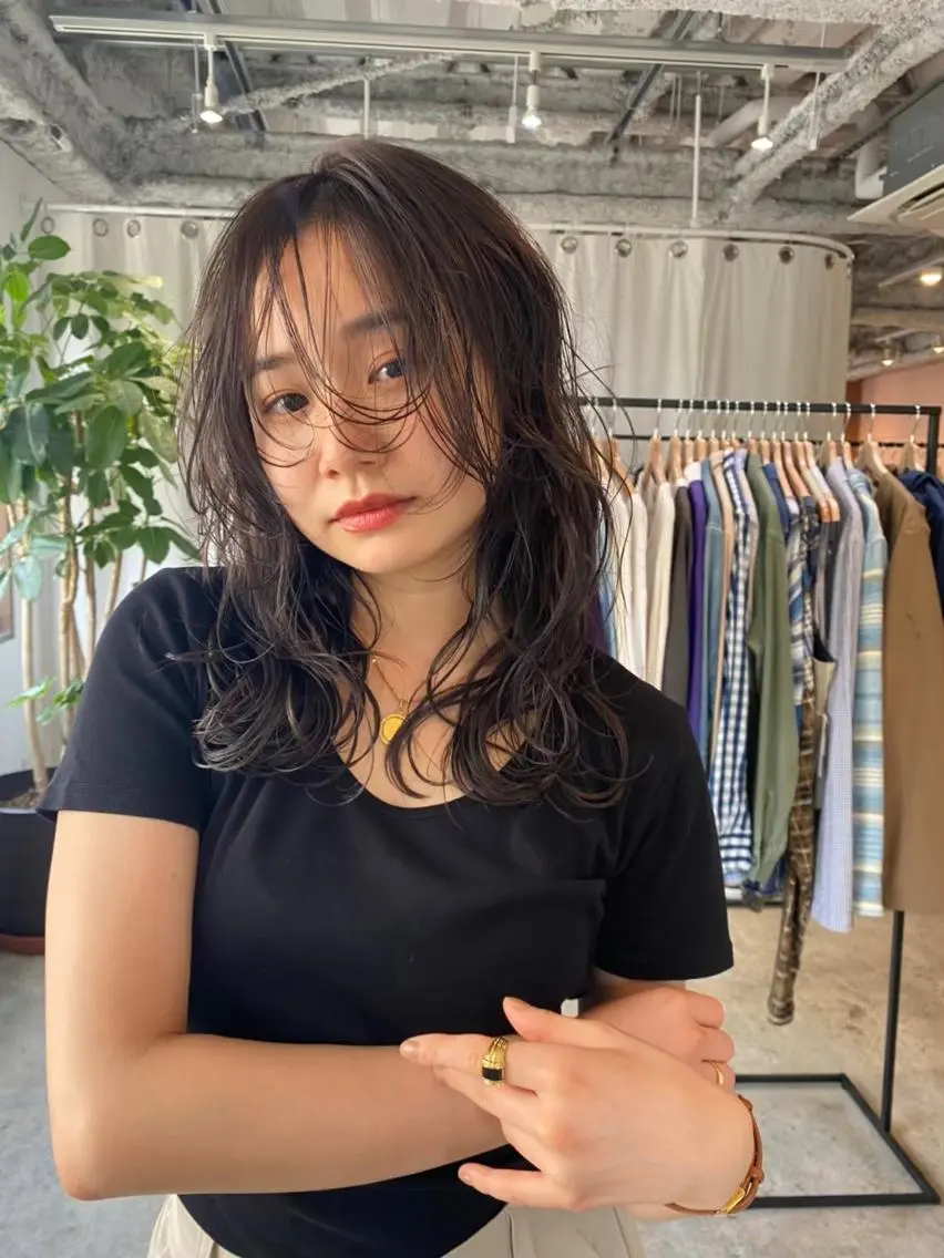 ミディアム カラー パーマ ショートボブ ミディアムパーマ アディクシーカラー ブリーチ ケアブリーチ カット ヘアカラー トリートメント CEINE OURのヘアスタイル