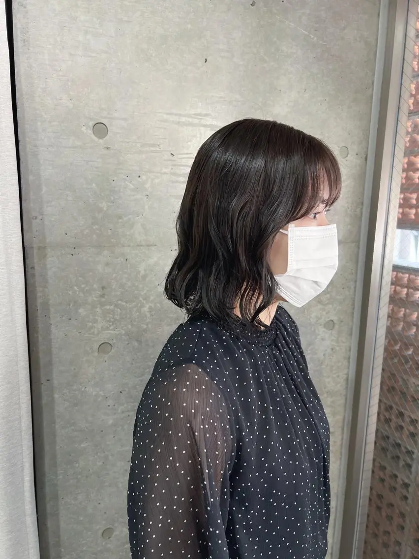 ミディアム カラー パーマ ボブパーマコテ巻き風 パーマNo1深江秀平のヘアスタイル