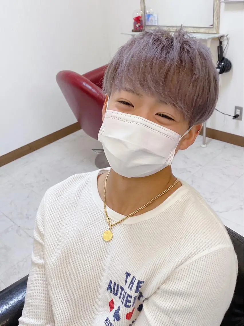 ショート カラー メンズ ダブルカラー ピンクカラー KEN 🌟のヘアスタイル