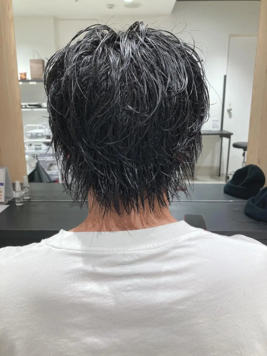 ショート パーマ メンズ メンズパーマ メンズウルフカット ウルフカット カット パーマ トリートメント スキバサミを使わない カット🌼唯🌼のヘアスタイル