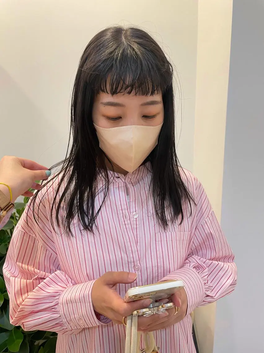 ミディアム オン眉 minatsu 東京の技術を京都でのヘアスタイル