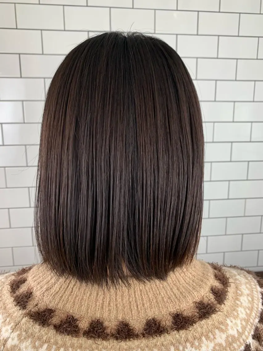 ミディアム 髪質改善 外ハネヘア カット 縮毛矯正 妙見 知洋のヘアスタイル