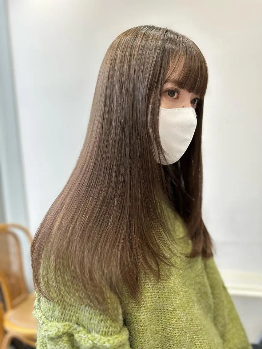 ロング くびれヘア 顔まわりレイヤー 顔周りカット かきあげバング 韓国風ヘア 【1日2名様限定】 AFLOAT白川雄副のヘアスタイル