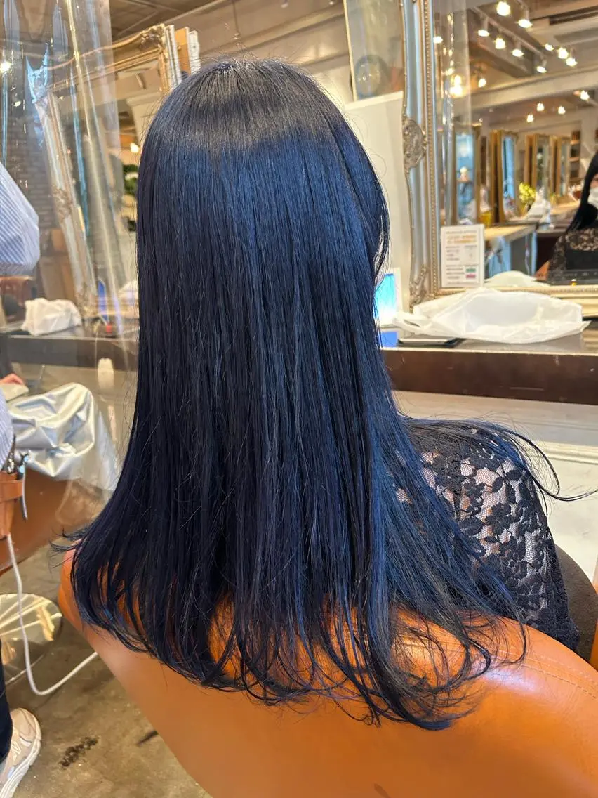 ロング カラー ブルーカラー ネイビーカラー アレンジ/新宿 透明感カラー/ヤノのヘアスタイル
