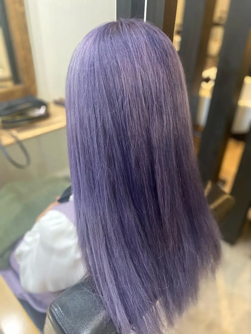 ロング カラー ヘアアレンジ アッシュ ラベンダーカラー ハイトーン&透明感 カラー☘️片山優陽のヘアスタイル