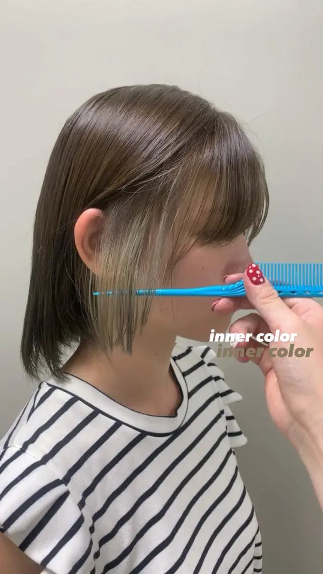 ミディアム カラー Agu peachのヘアスタイル