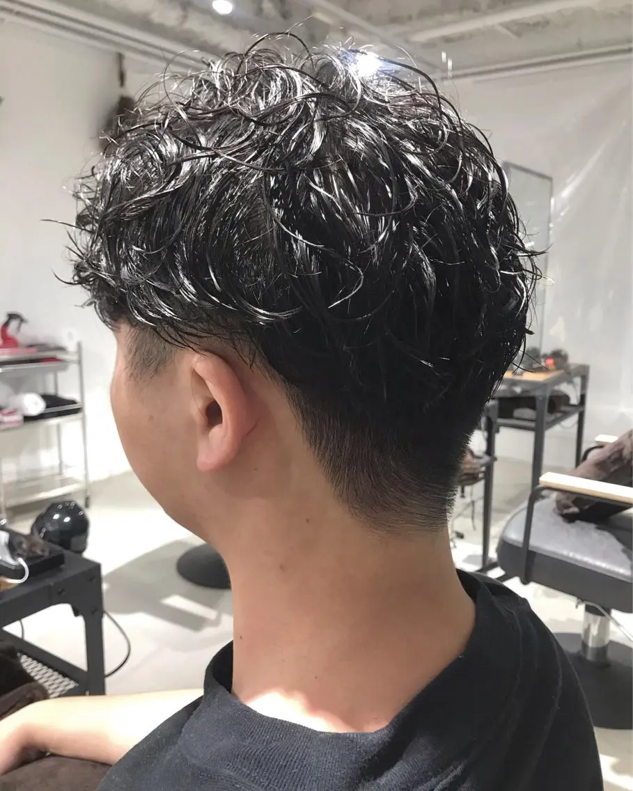 パーマ メンズ 暖色カラー🍊 ボブ🌿顔周りcutのヘアスタイル
