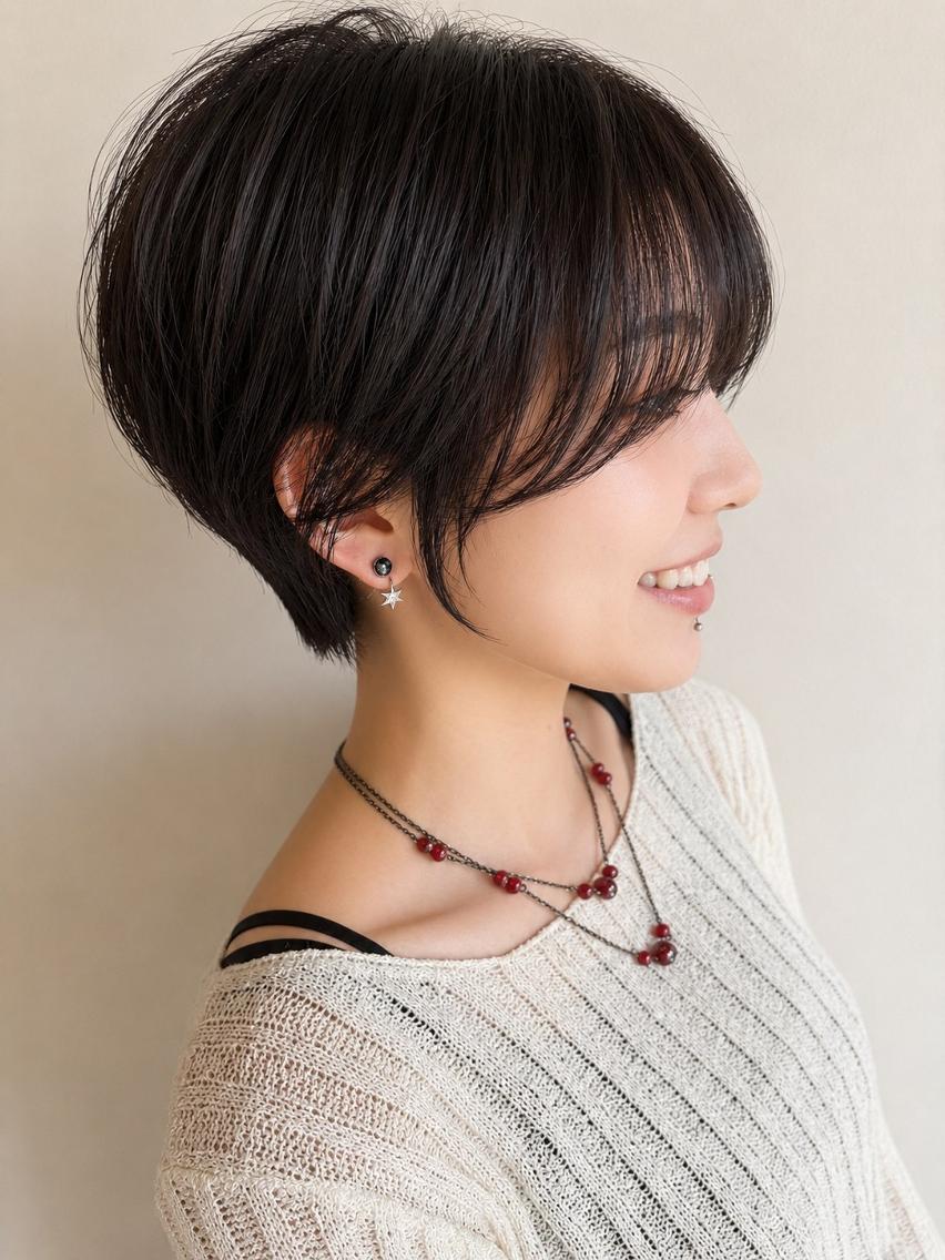 ショート 髪質改善 レイヤーカット ショートヘア トリートメント カット トリートメント 伊勢崎/nap hair 栗原大輔のヘアスタイル