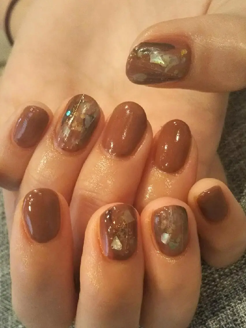 ネイル ブラウン ジェルネイル 持ち込み パラジェル スカルプネイル ハンドネイル private salon mieのネイルデザイン