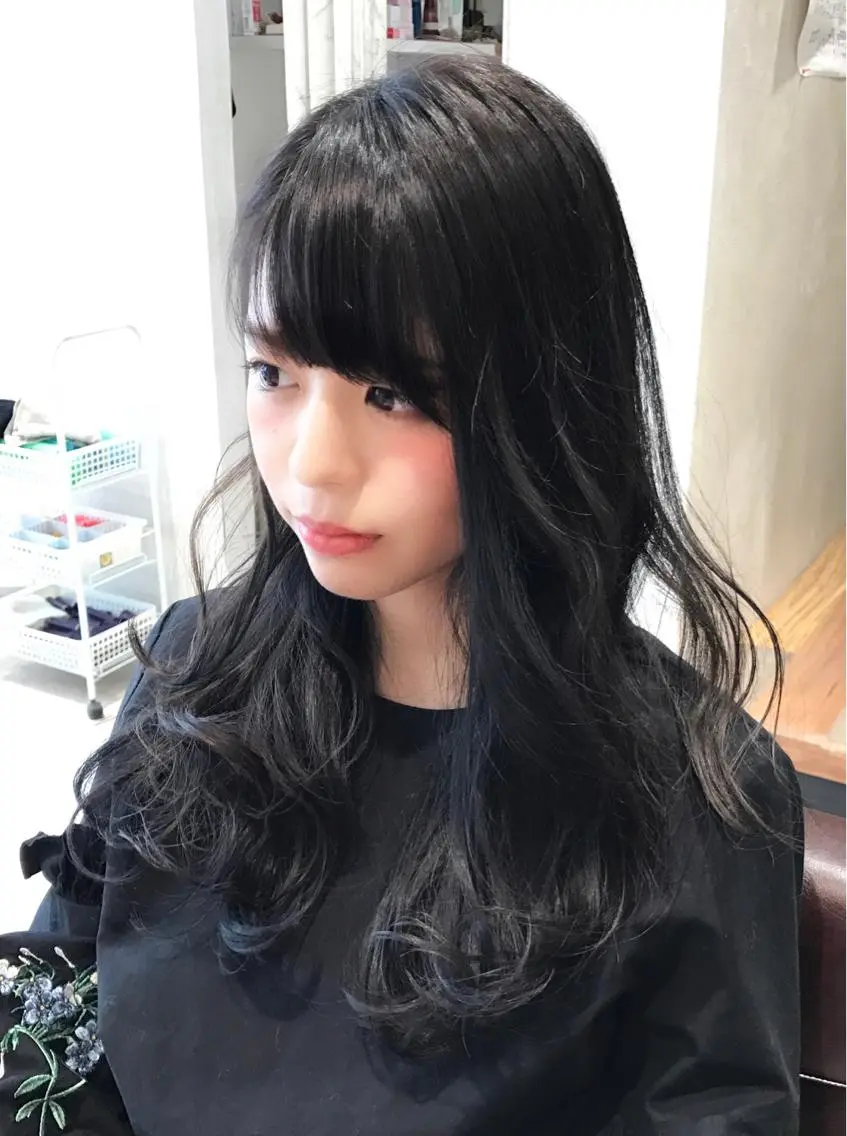 セミロング カラー 黒髪 メンズ指名多数!! 田島史也のヘアスタイル