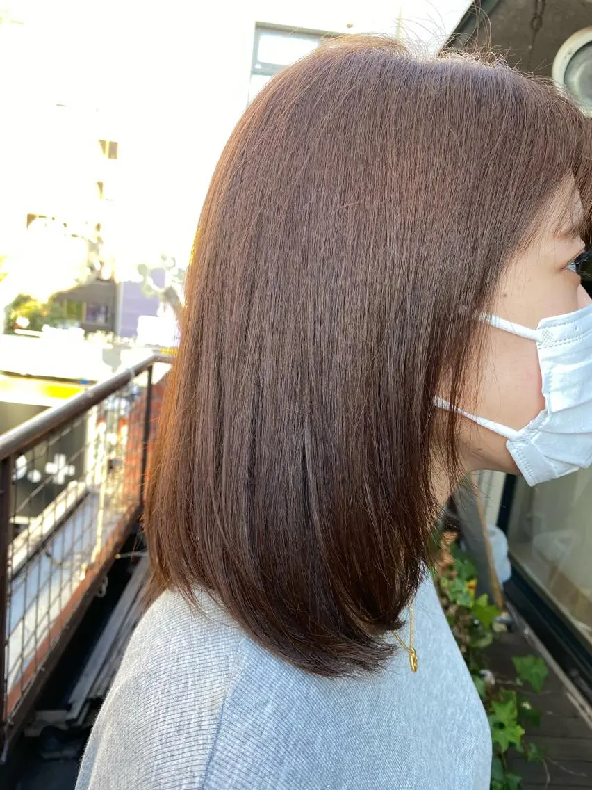 ミディアム カラー ヘアアレンジ メンズ キッズ ネイル マツエク・マツパ 透明感カラー🤎 ゆりのヘアスタイル
