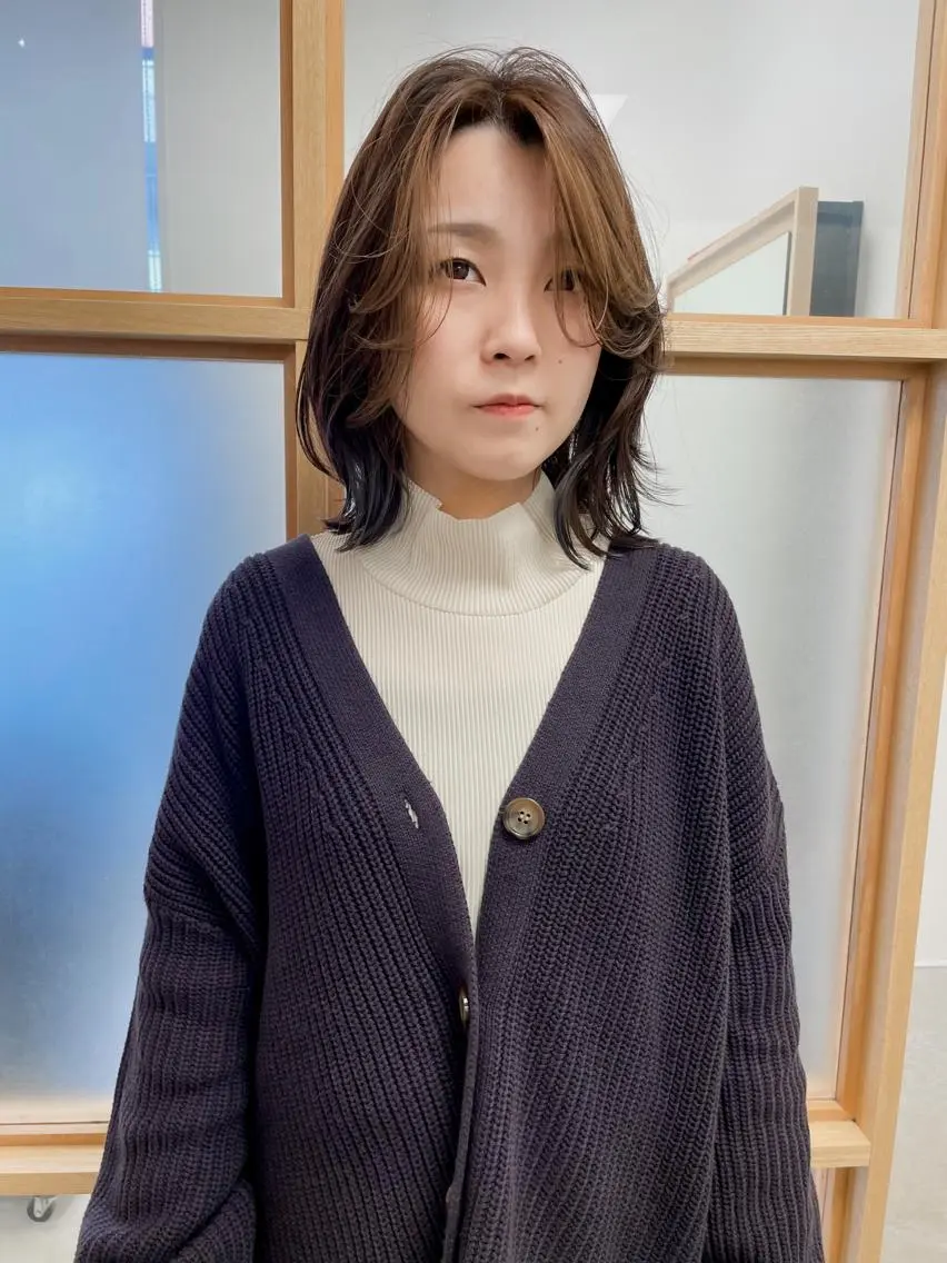 ミディアム カラー 緒方リエ 時短ショート・ボブのヘアスタイル