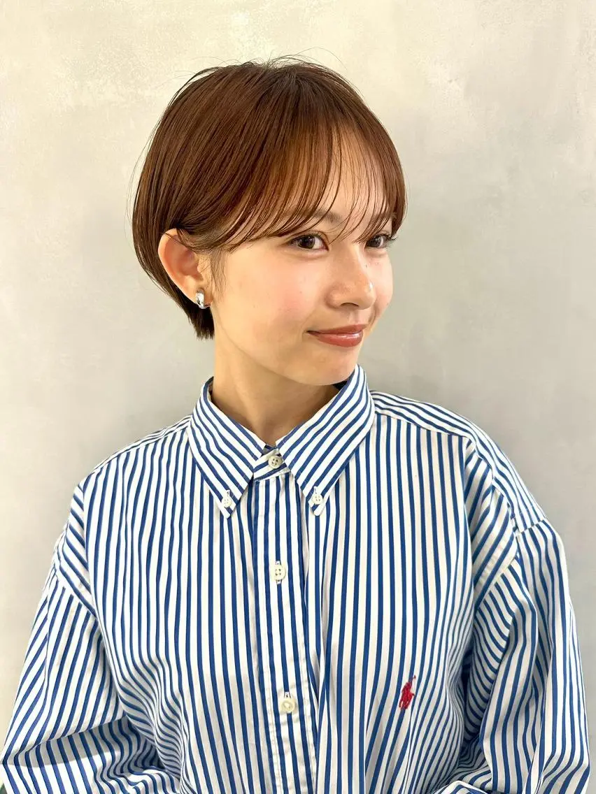 ショート カラー 丸みショート ブラウンカラー オレンジ ショートヘア カット ヘアカラー 骨格診断で絶対可愛い ✨丸みショート✨凌弥のヘアスタイル