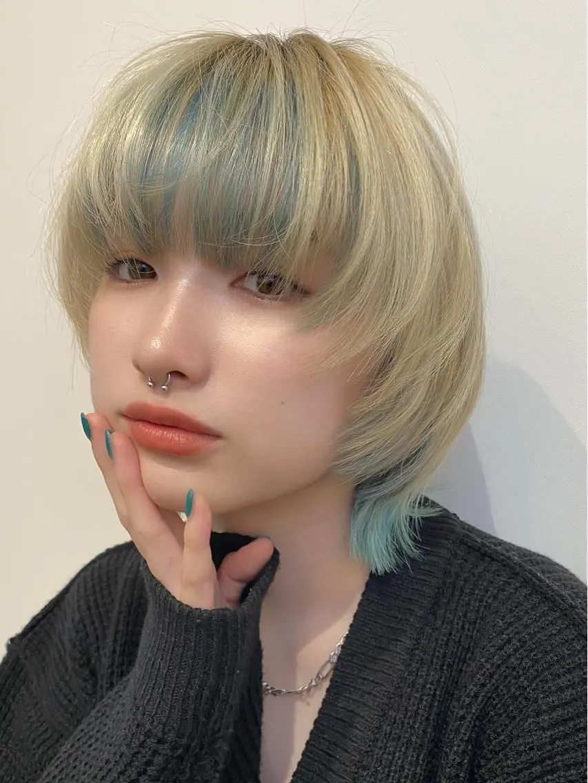 ショート カラー ブロンド インナーカラー ハッシュカット/艶感 カラー/ユウキ✨のヘアスタイル