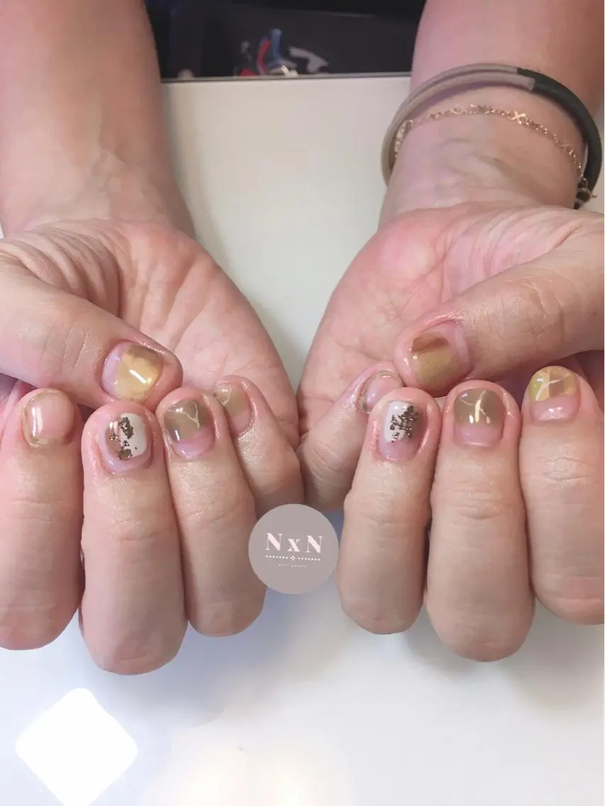 ネイル ブラウン ジェルネイル ニュアンスネイル ぷっくりネイル nail salon N×Nのネイルデザイン