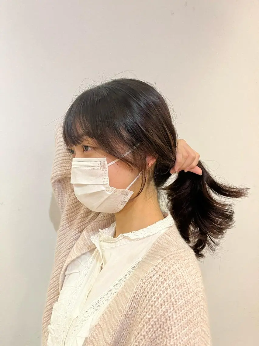 ロング 韓国ヘア レイヤーカットのヘアスタイル